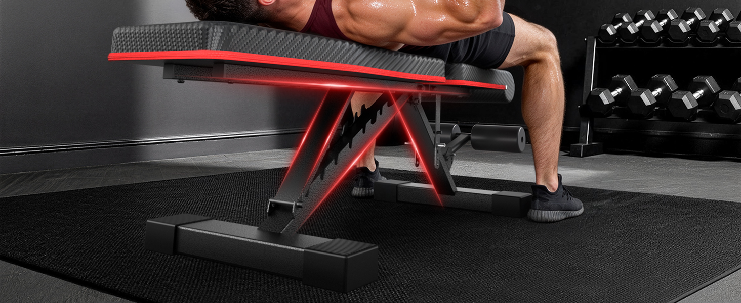 Складана багатофункціональна тренажерна лава PASYOU PA350, регульована атлетична лава для фітнесу та силових тренувань, витримує до 300 кг, для дому та спортзалу