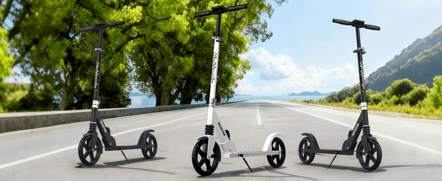 Kick Scooter Nattork з регульованим кермом та амортизатором - для підлітків та дорослих, 220lb, Navy Blue