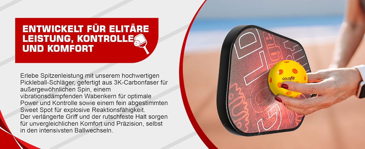 Набір для піклболу з карбоновим волокном, 4 м'ячі, сумка, легкий, ергономічний, для чоловіків та жінок всіх рівнів