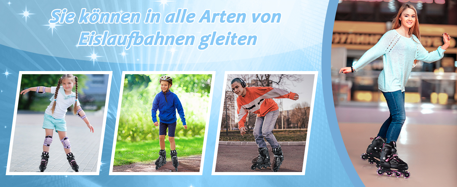 Інлайне ролики дитячі та підліткові регульовані з підсвічуванням коліс, ролики для хлопчиків та дівчаток, підходять для початківців та дорослих, чорно-рожевий, EU 39-42