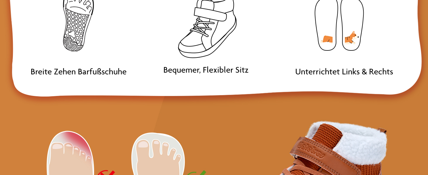 Дитячі зимові ботинки для ходьби Kinder - чорні, розмір 28 EU (Barefoot)