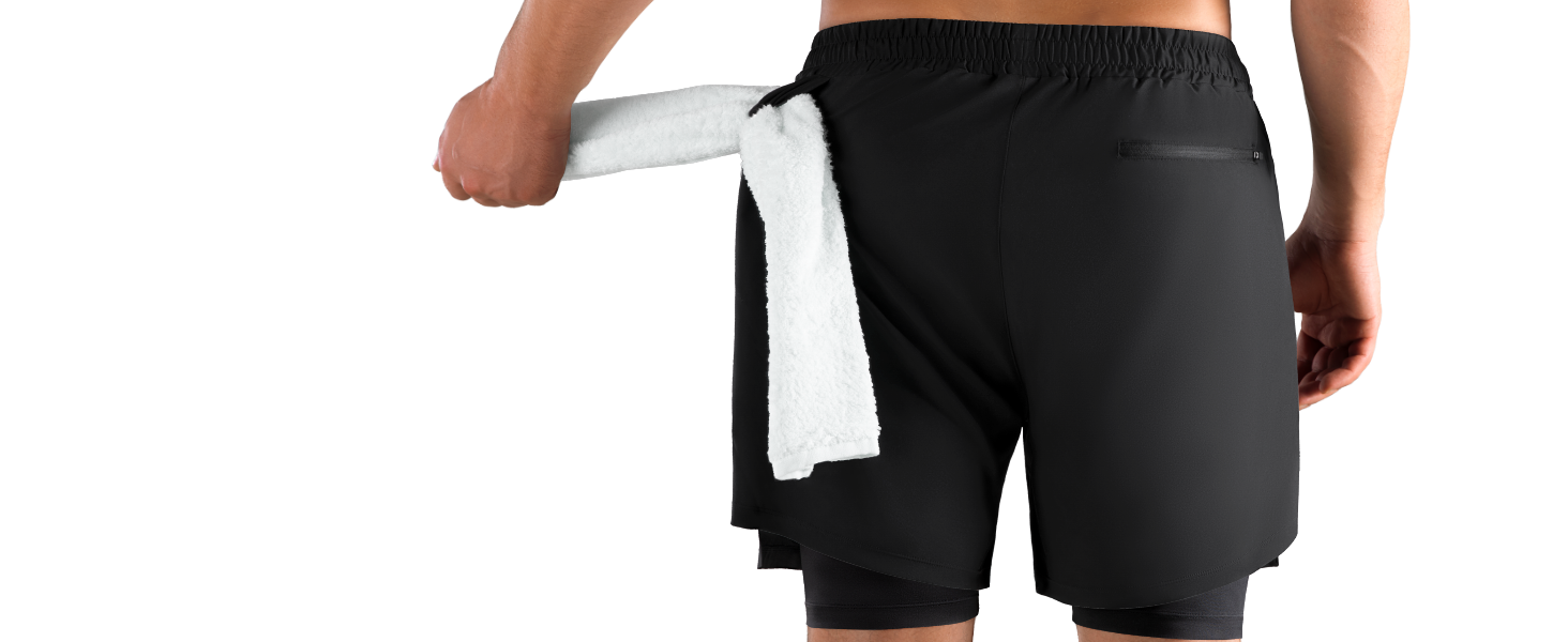 Шорти чоловічі Niksa 2er Pack 2-в-1, спортивні, швидковисихаючі, дихаючі, з кишенею для телефону, чорні, розмір XL