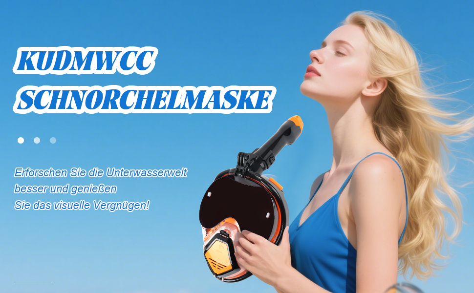 Повнолицева маска для снорклінгу та дайвінгу, 180° огляд, антизапітніння, сумісна з екшн-камерами