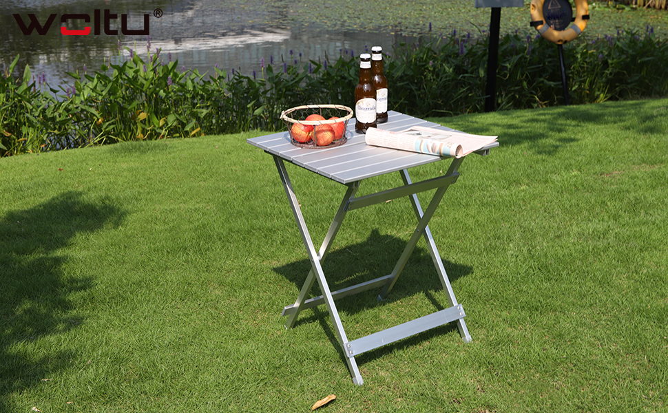 Складаний столик Woltu з алюмінію для саду, тераси та балкону, 50.5x47x59.5 см