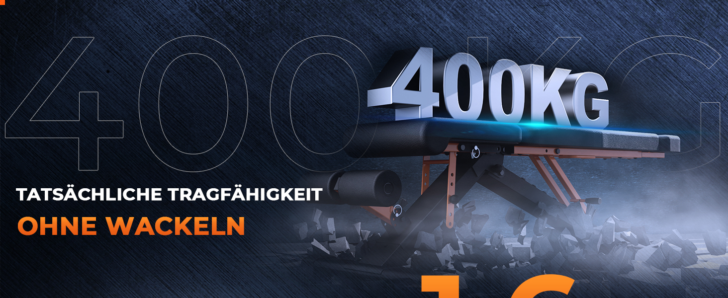 400 кг Розкладна лава для жиму з гантелями – міцна, регульована, для повного тіла, з комерційним сталевим профілем 80x40 мм