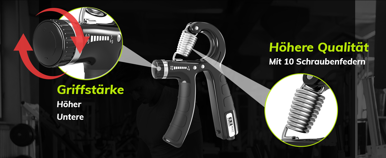 Набір для тренування зап'ястя 2 шт. Handtrainer, 5-60 кг, для спортсменів та реабілітації, FC0101 (темно-сірий)