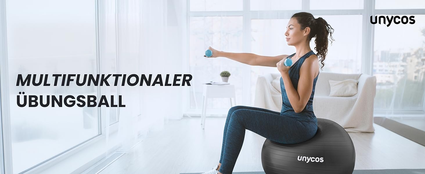 Фітбол Unycos 55/65/75 см: фітнес, йога, баланс, пілатес | з насосом, анти-burst, BPA-Free