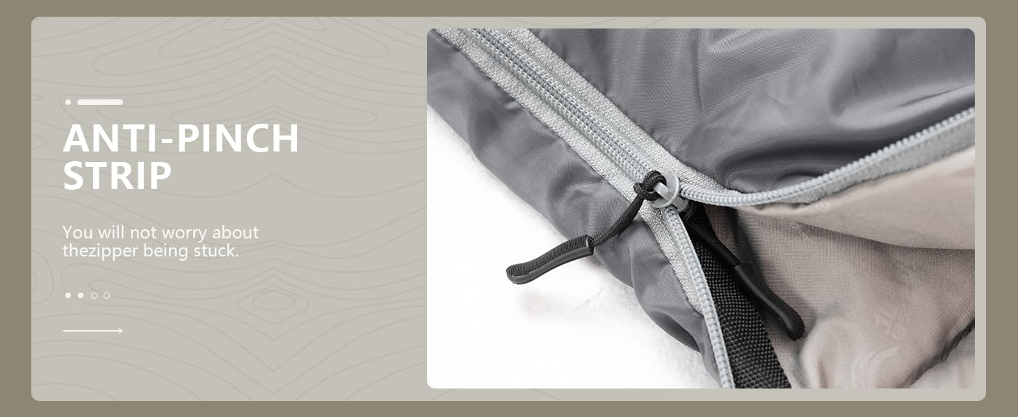 Спальний мішок BISINNA XXL для великих дорослих, 3-4 сезони, зимовий, теплий, для кемпінгу, сірий, 1.5 кг, блискавка справа