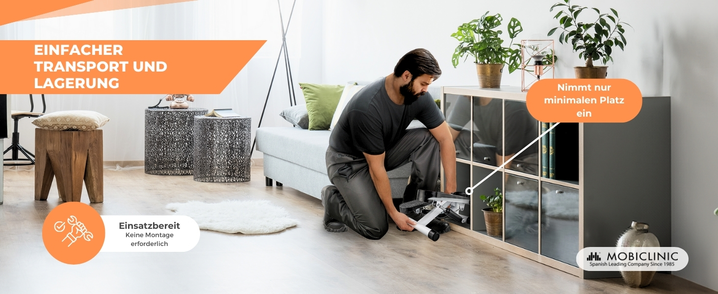 Mobiclinic® Fitness Stepper 2 в 1 Step Plus з тросами, багатофункціональний тренажер для дому, LCD дисплей, навантаження до 100 кг, регулювання опору
