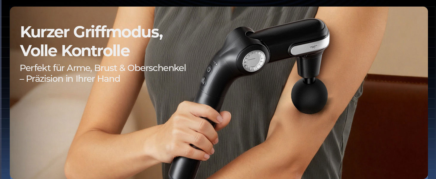 Масажер для тіла KingPavonini з висувним руків'ям та складним голівкою, масажна пістолета для спини з 3 регульованими кутами та 4 насадками, масажер - подарунок для чоловіків та жінок, чорний