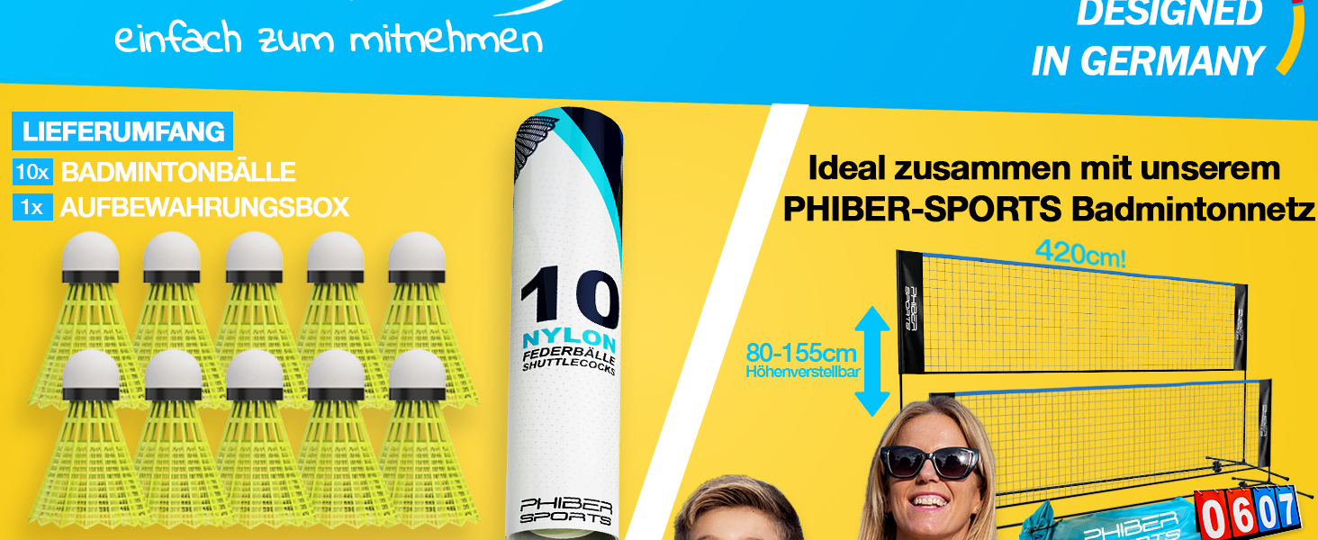 Набір для бадмінтону Federbälle: 10 штук, ідеальний для початківців, сімей та професіоналів. Підходить для гри в приміщенні та на вулиці.