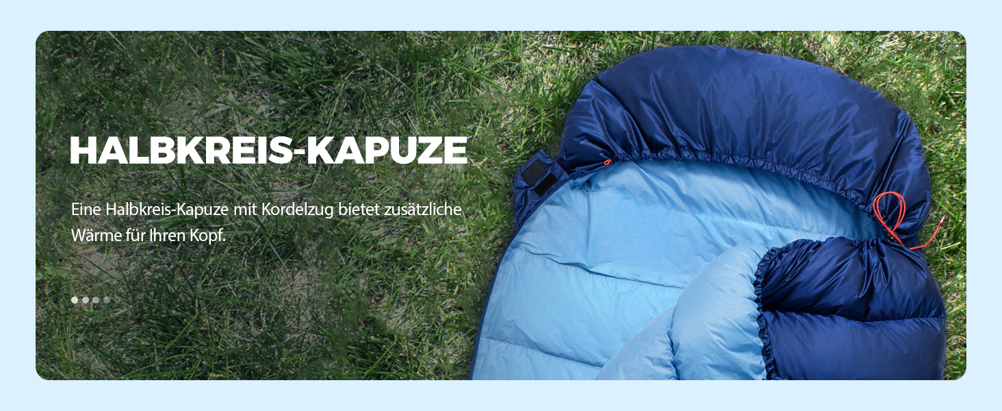 Спальний мішок зимовий Daunenschlafsack: теплий та легкий для дорослих та дітей, 680FP, для походів, альпінізму, кемпінгу. Чорний 0°C (Блакитний -10°C)