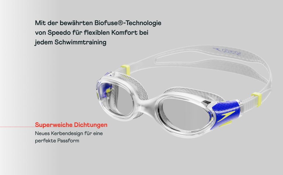 Окуляри для плавання Speedo Biofuse 2.0 | Унісекс, антизапар, водонепроникні, зручні | Clear/True Cobalt/Clear Lens