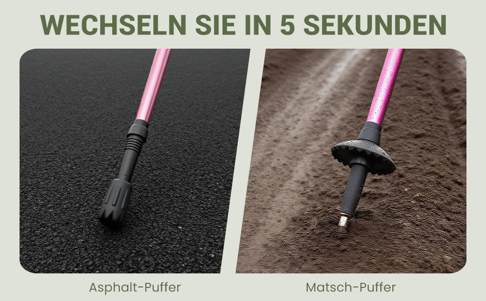 Жінські та чоловічі палиці для скандинавської ходьби 2 шт. Телескопічні, складні палиці для трекінгу з алюмінію з гумовими амортизаторами (Рожеві)