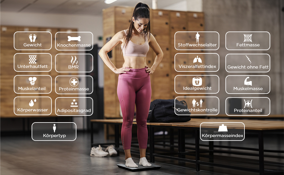 Ваги Flybunny для вимірювання складу тіла: жир, м'язи, BMI, пульс, вода, білок, кістки. Цифрові ваги для людей. Білий & Чорний колір