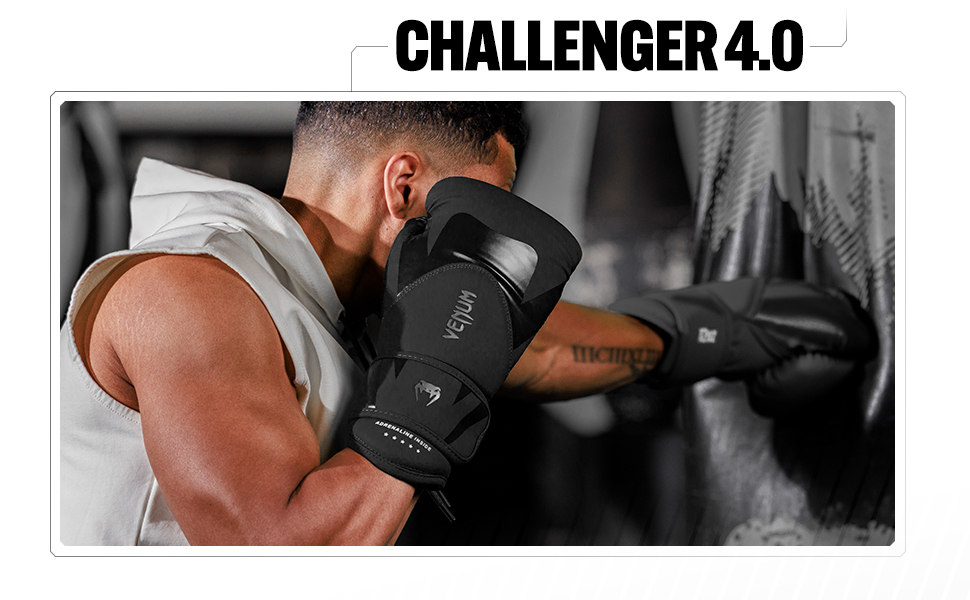 Боксерські рукавички Venum Challenger 4.0, 14 Oz, чорний/білий