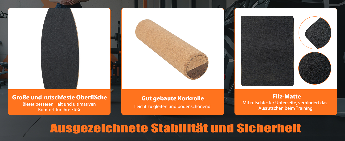 Дерев'яна баланс-дошка COSTWAY для дому: тренажер рівноваги, баланс-борд з пробковою кулею, 8 шарів високоякісної деревини, чорний колір