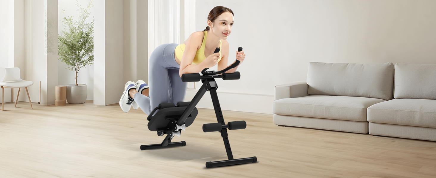 Тренування пресу GuuG: компактний тренажер для дому. Зручний, складаний, для чоловіків та жінок. Чорний колір.