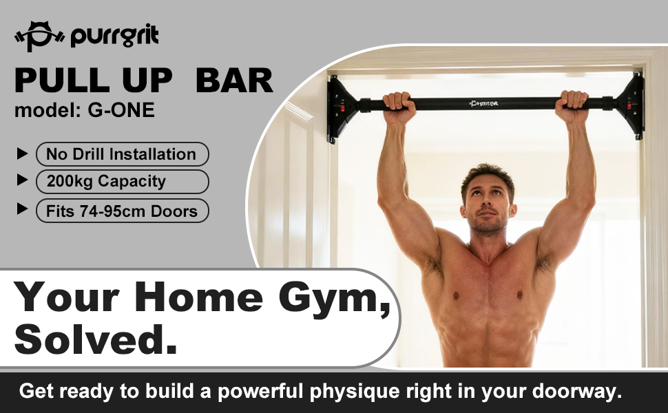 Кімнатна турнік для дверей Klimmzugstange, 74-95 см, для домашніх тренувань, з м'якими ручками