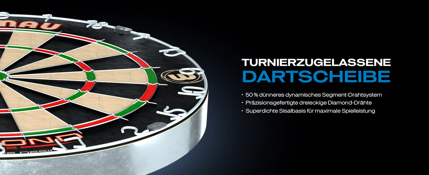 Дартс Winmau Diamond Plus PDC – професійна сталева мішень, ультратонкий дріт, високощільний сизаль