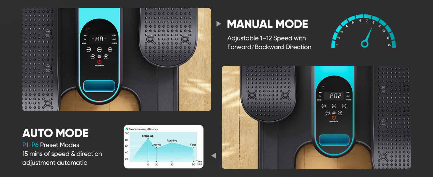 Електричний міні кросс-тренажер Dripex для дому з пультом, 12 швидкостей та 6 програмами, синій