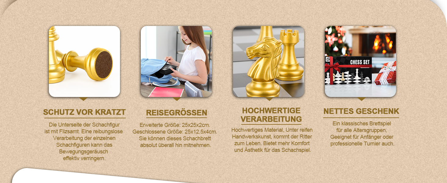 Набір для гри в шахи Peradix з магнітним складанням, 25*25 см, золотий (для дітей від 6 років)