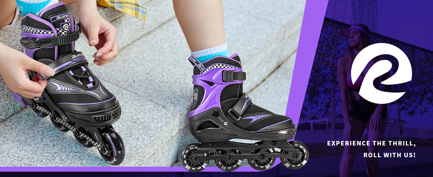 Регульовані ролики для дітей (хлопчиків та дівчаток), світні ролики 6-12 років, ролики для жінок та чоловіків, чорний колір, розмір L (37.5-41)