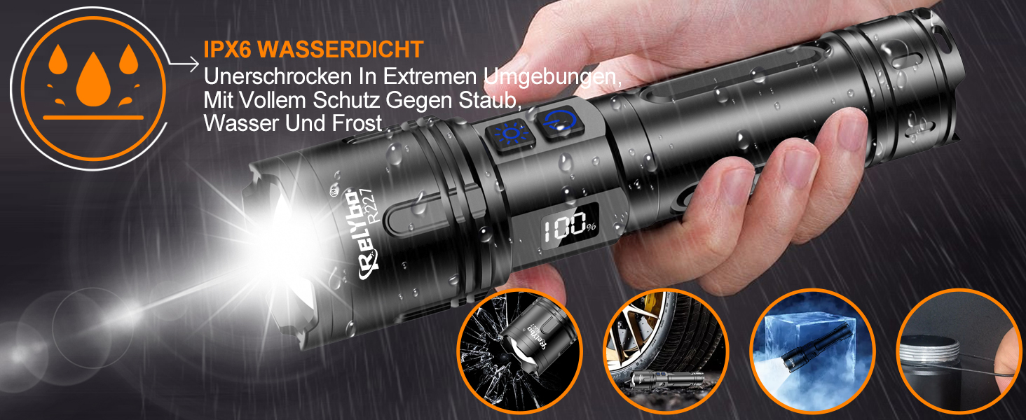 Ліхтар налобний Relybo LED XHM90.2, 1000000 Люмен, USB, тактичний, регулювання яскравості, чорний