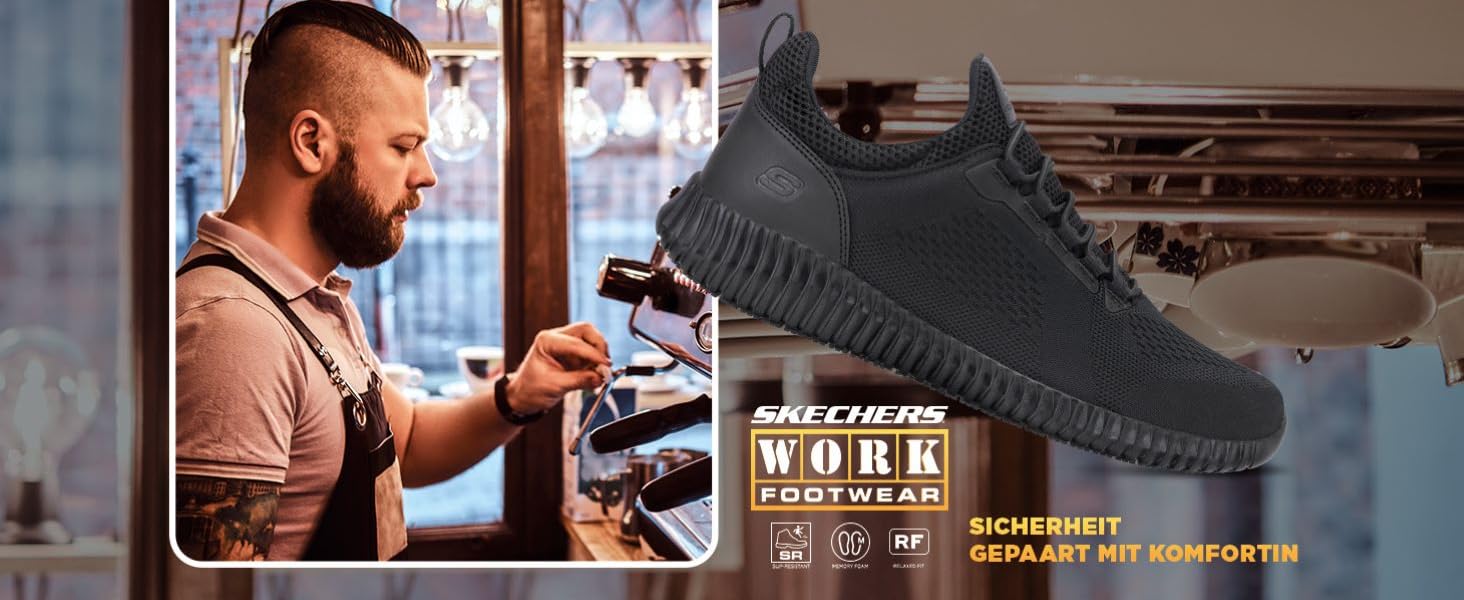 Черевики робочі Skechers Puxal ESD з композитною захисним носком, чорно-сині, 40 EU