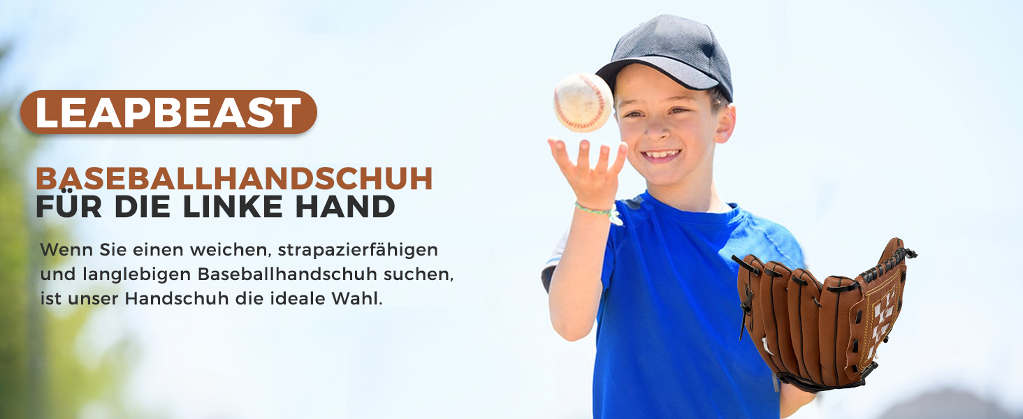 Рукавиця для бейсболу та софтболу з м'ячем, тренувальна змагальна, потовщена, дитяча та доросла, коричнева 11.5 дюймів