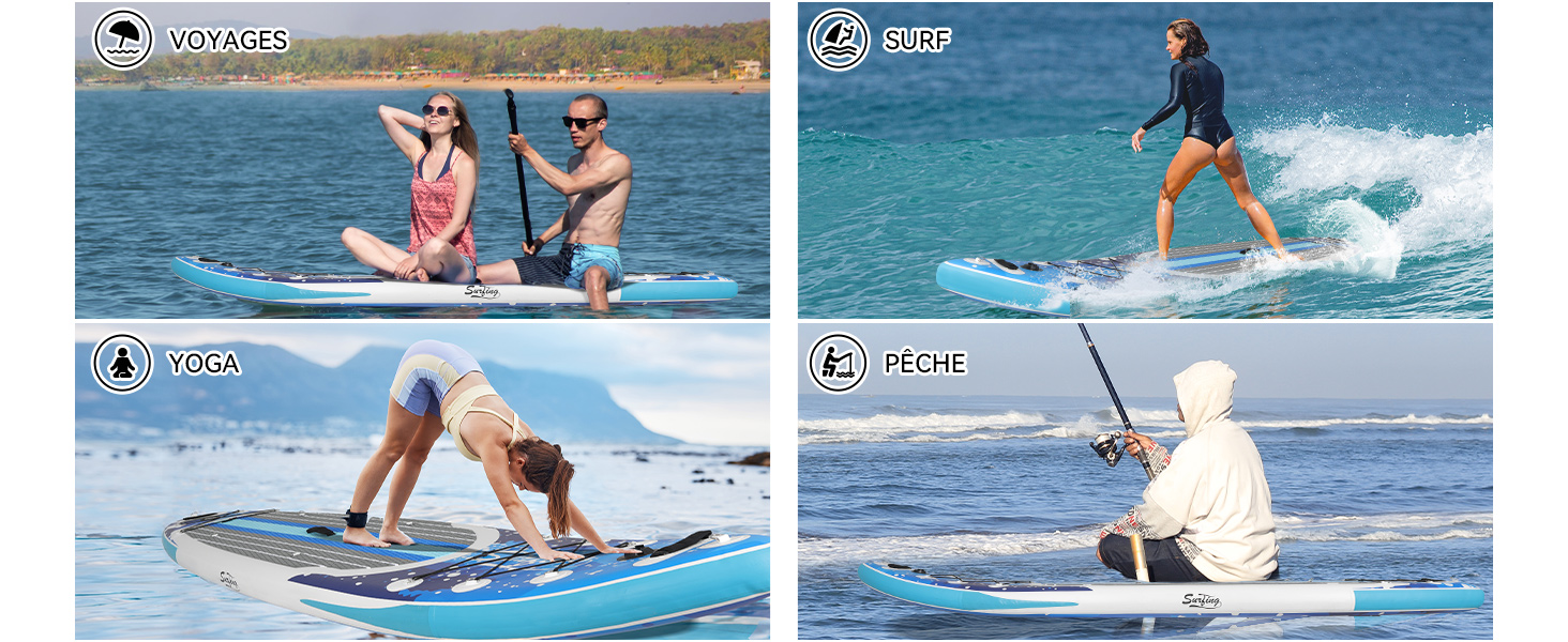 Надувна SUP-дошка ZealWe 320/335 см з веслом, сидінням, рюкзаком і насосом, для серфінгу та веслування стоячи, до 150 кг