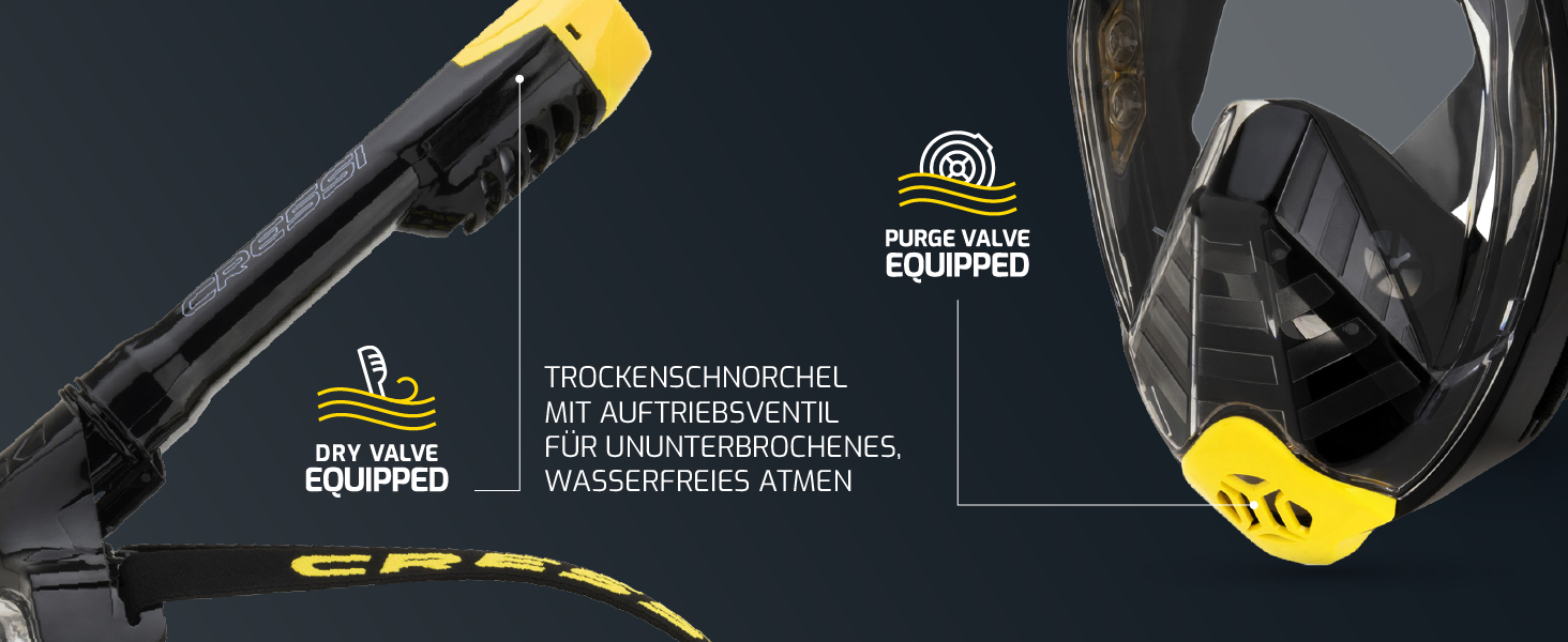 Маска Cressi Bali для снорклінгу Full Face з кріпленням для камери - 100% силікон, чорно-сіра, S/M