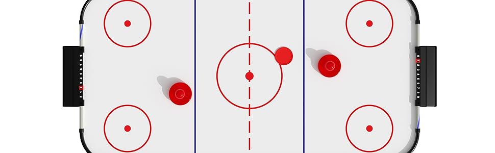Airhockey стіл Carromco Crosscheck-XT – ігрове поле з високоглянцевим покриттям, вентильоване поле, 2 шайби та 2 ракетки, розмір 79x122x61 см, синій, для дітей та дорослих