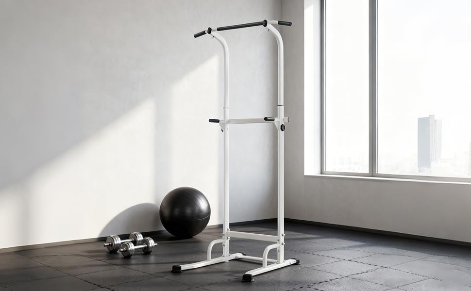 Силовий комплекс SPORTNOW Power Tower: регульована висота 176,5-227 см, сталева турнік-прес станція для брусів та підтягувань