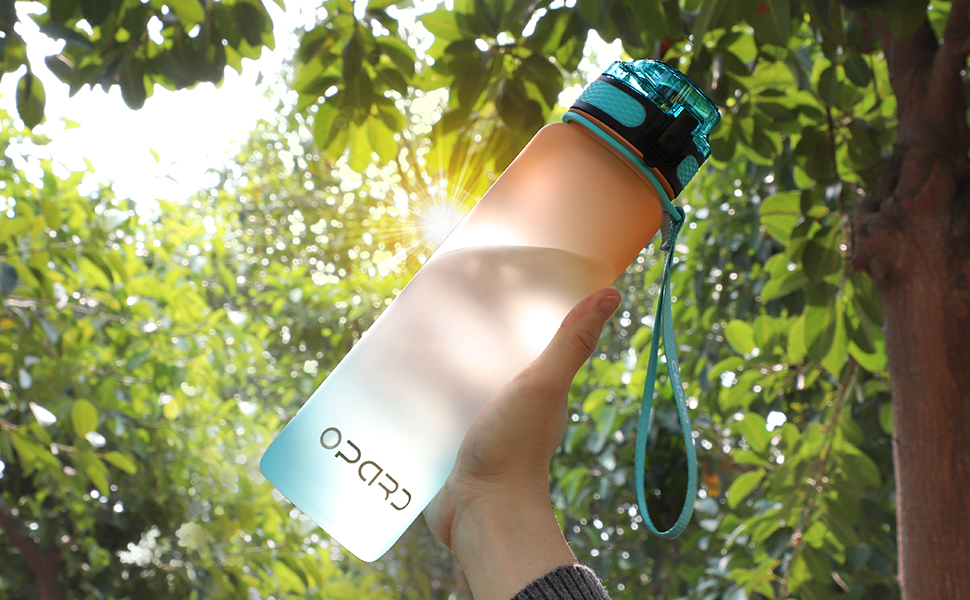 Спортивна пляшка для води Opard 900 мл з герметичним кришкою, без BPA, Tritan, для фітнесу (блакитно-сірий градієнт) (1л-вставка для фруктів, блакитний, фіолетовий)