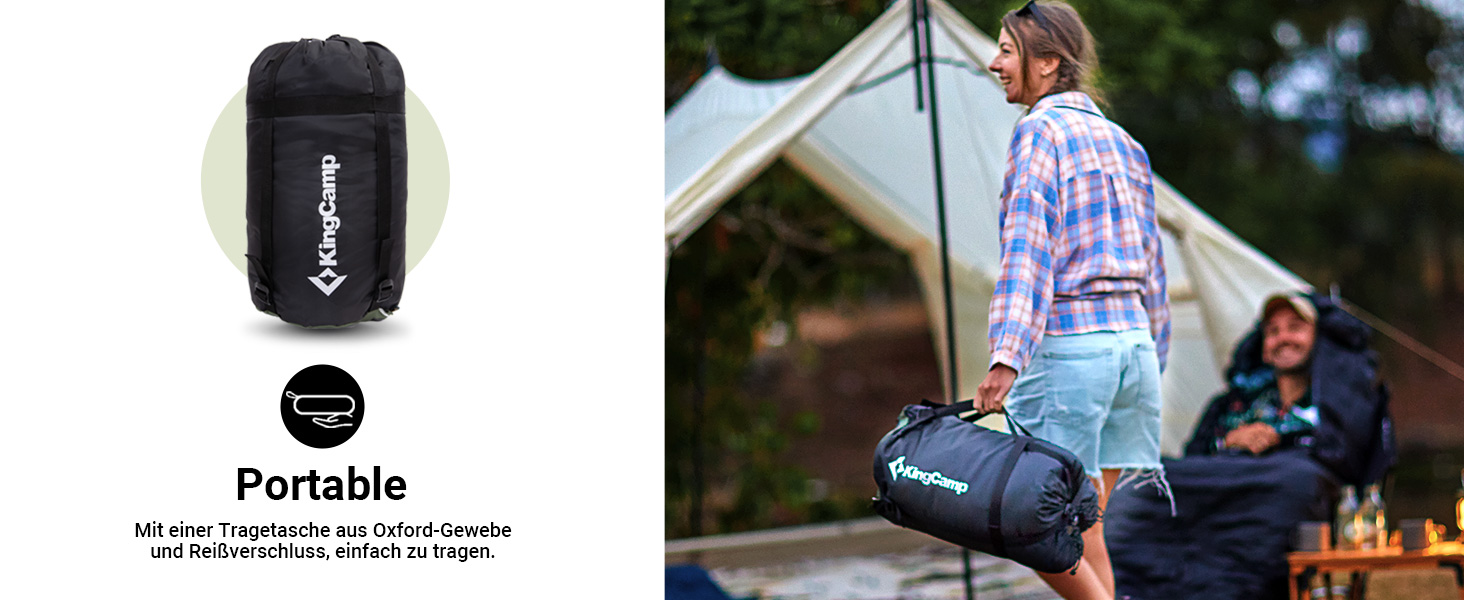 Сплячий мішок KingCamp Flannel для дорослих, 3-4 сезони, ультралегкий, бавовна, теплий, ковдровий, водонепроникний, для кемпінгу (зелений/коричневий, L, блискавка)