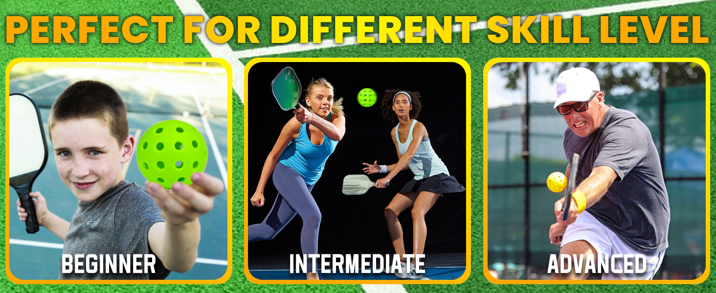 Піклбол м'ячі Outdoor, 40 отворів, 12 шт. - для спортивних ігор, висока пружність, довговічні, сумісні з усіма ракетками