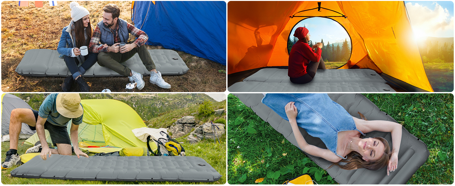 Ізомат FTSMTK самонадувна з помпою, 12 см товщина, для кемпінгу, ультралегка, компактна, надувна, спальний килимок для відпочинку на природі сірого кольору