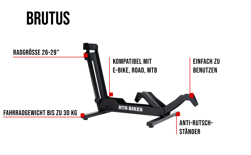 RTR BIKES Brutus: професійний стійкий тримач для велосипеда - для гаража, дому, веломагазину
