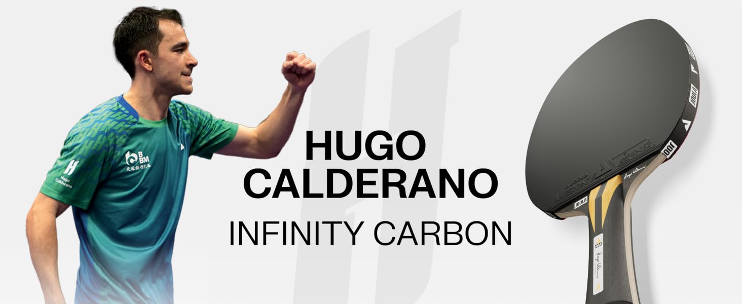 Професійна ракетка для настільного тенісу JOOLA Infinity Carbon Hugo Calderano, ITTF сертифікована, Zyramid/GL, червоний/чорний