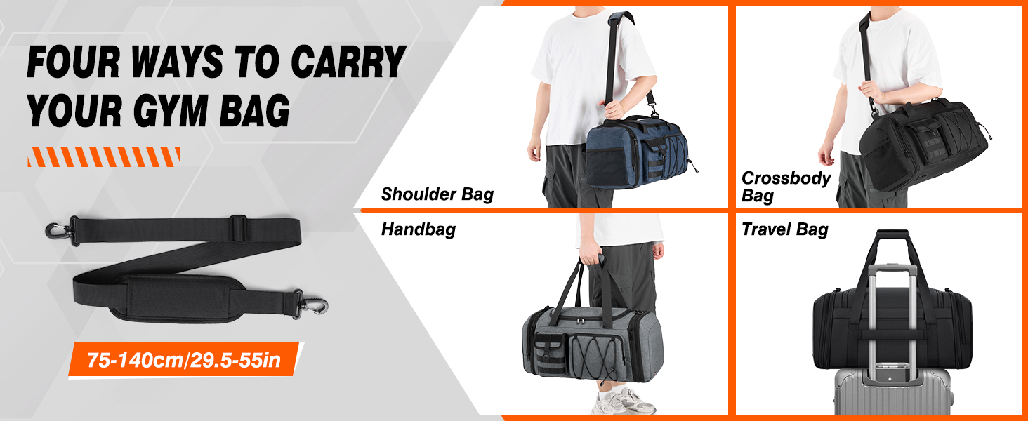 Спортивна сумка RAINSMORE 40L, водонепроникна, з відділенням для взуття, для чоловіків та жінок, чорна