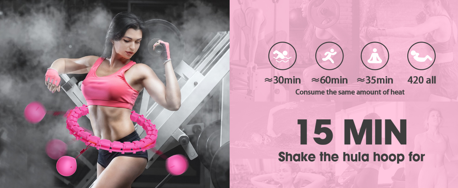 Обруч для фітнесу Smart Hoop з вагою, 32 вузли (57-165 см), для дорослих, для схуднення, фітнесу та розваг, червоний