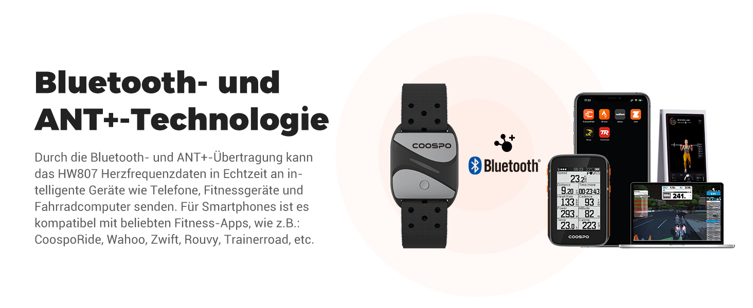 COOSPO HW807 - пульсометр на зап'ястя з вимірюванням HRV, Bluetooth 5.0/ ANT+, LED-сенсор, водонепроникний (IP67), перезаряджається, сумісний з Wahoo, Zwift, Strava