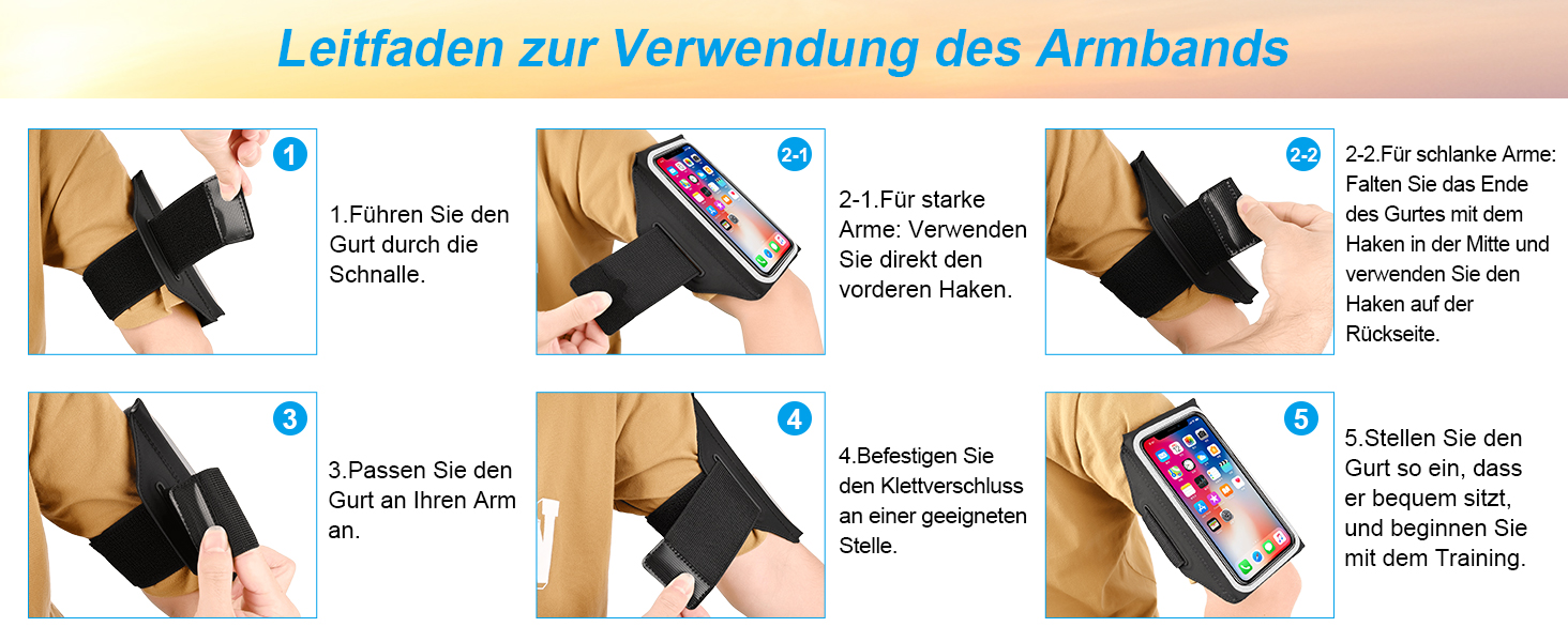 Спортивний браслет для телефону: фіксатор для бігу, чорний, на 6.9 дюйми, з кишенею для навушників (iPhone, Galaxy)