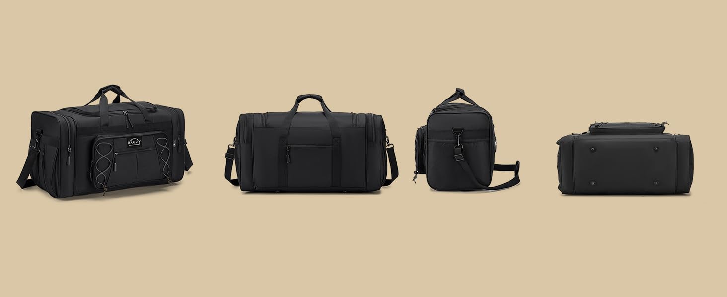 Спортивна сумка для подорожей BAGZY 70 л, велика водонепроникна дорожня сумка для залу, кемпінгу та відпустки, чорна
