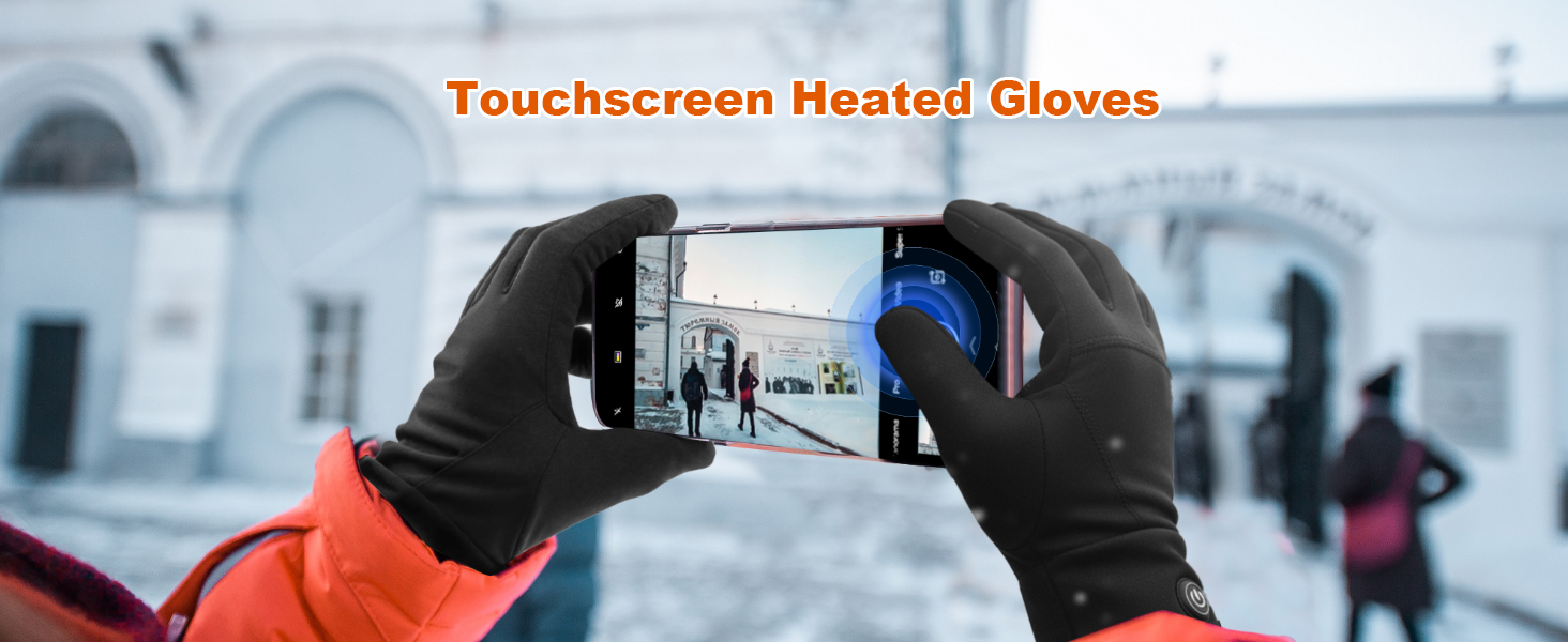 Обогревні рукавички-вкладиші для чоловіків та жінок, акумулятор 7.4V, 3 режими нагріву (40-65°C), сенсорний екран, для зимових видів спорту та роботи на відкритому повітрі, M-L
