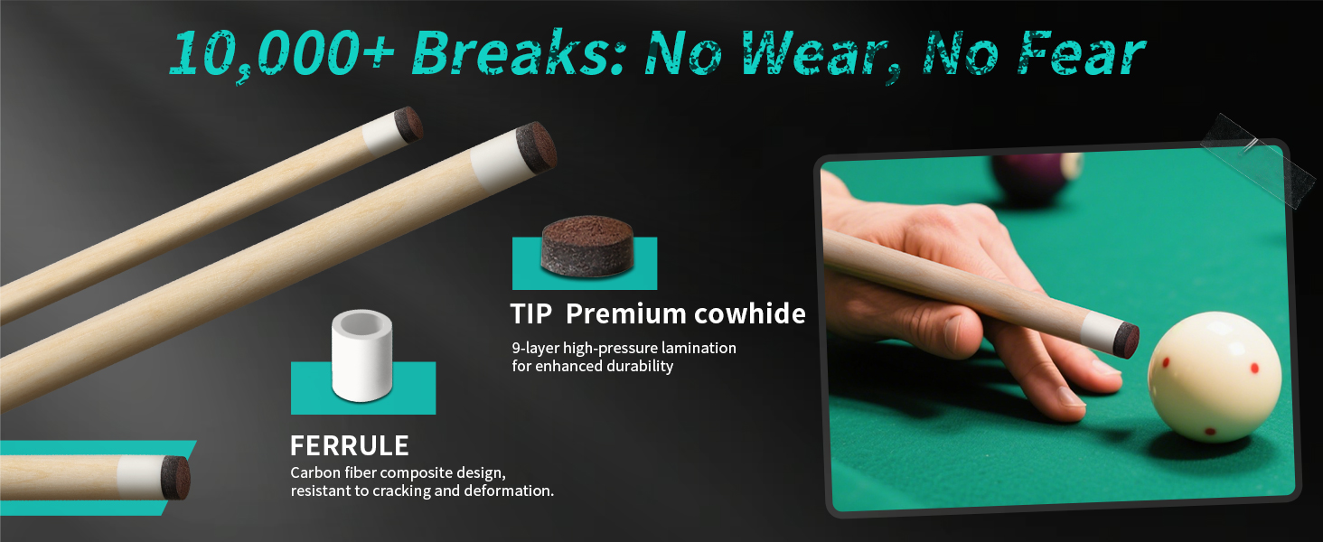 Більярдний кий Kmise професійний, 147 см, канадське кленове дерево, 13 мм шкіряний наконечник, 3D-антиковзаючий грип, для дорослих/початківців/професіоналів, набір 4 шт.