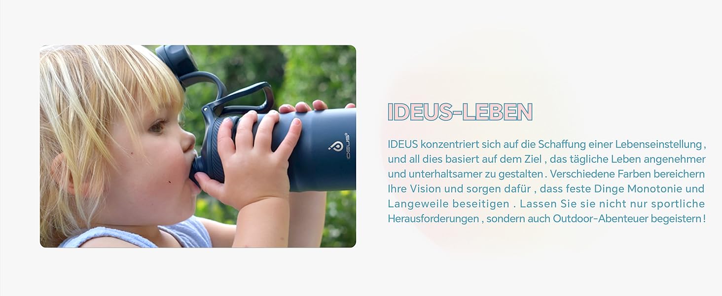 Термос IDEUS з нержавіючої сталі, 32oz (946 мл), подвійні стінки, спортивна пляшка, металева термокружка з герметичним кришкою, колір Seladon