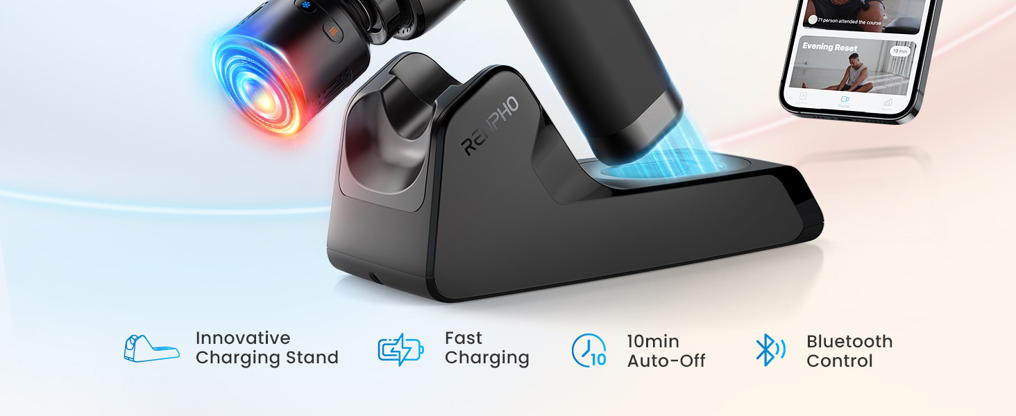 Масажер RENPHO з підігрівом та охолодженням, Bluetooth та станцією зарядки. Перкусійний масаж глибоких тканин для м'язів. Active+ Thermacool Deluxe