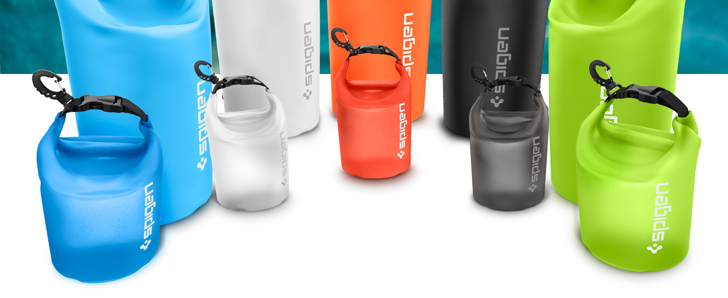 Набір водонепроникних сумок Spigen Dry Bag Set [Aqua Shield] 20L+21L - для пляжу, плавання, кемпінгу, каякінгу, човнів - чорний